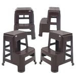 Supreme chairs 2-Step HeavyDuty Plastic Multi Purpose Stool for Home,Office and Kitchen Use with 6 Months Replacement Warranty (Color: Wenge, 4 Piece)