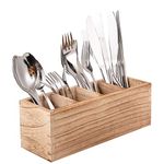 Kitchen Cutlery Holder with 4 Compartments, Wood Utensil Organizer Stand, Silverware Storage Kitchen Flatware Caddy for countertop