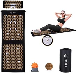 Extra Long Yoga Acupressure Mat Set,Massage Acupuncture Mat Large,Magnetic Mat Acupressure Body mat and Pillow for Neck Back Pain Relief(Gold)