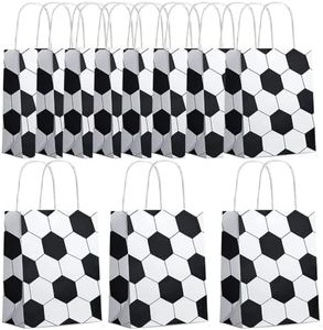 Soccer Gift Bags Soccer Goodie Paper Bags18 Pcs, Esforzarse Football Party Favors Bags with Handle Soccer Party Decorations, Crafts and Party Supplies for Small Gift, Birthday, Wedding(21×15×8cm)