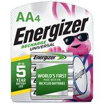 Energizer Rechargeable AA Batteries, Recharge Universal AA Battery Pre-Charged, 4 Count