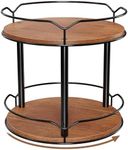 MUTUALUS Lazy Susan Organizer 2 Tier - Turntable Spice Rack for Table Top, Wooden Rotating Lazy Susan for Cabinet Pantry Kitchen Countertop Dining Table Cupboard Bathroom Vanity Storage