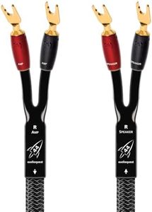 AudioQuest 8' Rocket 44 Full-Range Speaker Cable w/SureGrip 500 Connectors - Pair - 2 x Male Banana > 2 x Male Banana - Silver