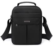 Men's Messenger Bag Small Nylon Crossbody Shoulder Bag Waterproof Casual Black Purse for Work School Travel