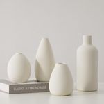 CEMABT White Ceramic Vase Set - 4 Small Vases for Flowers, Unique Flower Vases for Centerpieces, Decorative Modern Vases for Home Decor Table Entryway Bookshelf (White)