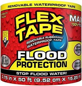 Flex Tape Flood Protection, 3.75 Pol X 50 Feet, Max, Waterproof Rubber Tape, Removable, Use On Windows, Doors, Garage Doors, Linings, Thresholds, Conduits, Openings,