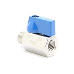 QiiMii New 1/4" Stainless Mini Ball Valve NPT Famale x Male Thread SS304