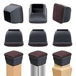 RCHYFEED 2inch Chair Leg Caps Floor Protectors with Felt Sliders, 24PCS Black Furniture Leg Caps Cups Gliders for Protecting Hardwood Floors from Scratches, Furniture Sliders Table Leg Covers Square