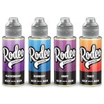 Rodeo Vape Liquid 4 x 100ml Blackcurrant + Blueberry + Grape + Peach Vape Juice E Liquid 70/30 Ecig Juice Cigarette Liquid Sub Ohm Juice Flavoured E Juice E Cigarette E-Liquid Nicotine Free Vape