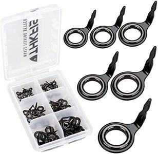 THKFISH Fishing Rod Guides Fishing Rod Repair Kit Baitcasting/Spinning Rod Guides Ceramics Stainless Steel Carbon Guide Repair Black- Frame 60pcs