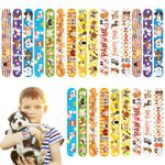 POPOYU 24Pcs Doggie Slap Bracelets,Snap Bracelet Bands for Gifts Bag Filler,Puppy Dog Party Favors,Cute Puppy Dog Wristbands for Kids Birthday Gifts Pet Theme Party Supplies Classroom Prize Gifts