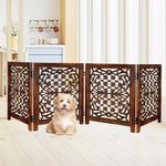 CraftLense Dog Gate for Stairs,Puppy Gates,Safety Gates for Pets,Wooden Foldable Pet Gates 24x18 Inch Natural Burnt with 4 Panels- Brown