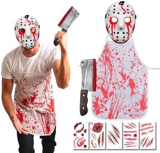 Yi'antai Costume da Macellaio per Halloween, Costume da Serial Killer Horror, Costume Halloween Uomo, Maschera da Killer, Grembiule Insanguinato, Coltello di Halloween Horrorm