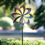 Wind Spinner Dahlia 61in Single Blade Easy Spinning Kinetic Wind Spinner for Outside – Vertical Metal Sculpture Stake Construction for Outdoor Yard Lawn & Garden