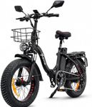 Yasyas Electric Bike for Adults, 20" Fat Tyre Folding Electric Bike, 250W Foldable Ebike, 48V 25Ah Removable Battery, Electric Bicycle with LCD Display, 7-Speed Gears, Basket & Rear Rack