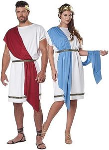 California Unisex Party Toga Greek Roman Halloween Costume, White/Red, Small/Medium