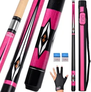 vonezone Pool cue Stick,Pro cue with Hard Case,58inch 18-19oz Billiard Stick Pool Cue Set,Pink/Orange/Green (Pink)