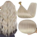 Full Shine 16 Inch U Tip Real Human Hair Extension Color 60 Platinum Blonde Keratin Fusion Nail Hair Extensions 1 Gram Per Strand 50 Strands Straight Flat Tip Hair Extensions