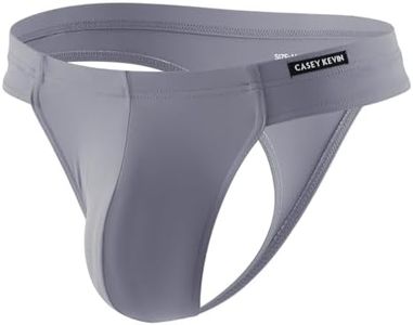 Casey Kevin Men's Ice Silk Thongs Underwear Bulge Pouch G-Strings Brief Underwear for Men T-Back Bikini (Grey, Medium)