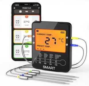 Thermomètre à viande sans fil, thermomètre numérique intelligent pour la cuisson au barbecue avec 4 sondes pour cuisine de gril à barbecue Smoker, prise en charge iOS et Android