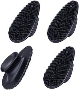 4 Pack Silicone Face Scrubber, Beomeen Facial Cleansing Brush Soft Silicone Facial Exfoliation and Massage Brush Blackhead Scrubber for Men and Women (Black)