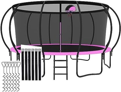 CITYLE Tranpoline 1600LBS 16 FT Tranpoline for Kids and Adults Tranpoline with Safety Enclosure Net, 6 Wind Stakes, Basketball Hoop, Heavy Duty Recreational Tranpolines - ASTM Approved Pink