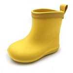 Amoji Toddler Rain Chelsea Short Boots Easy On Rubber Girl Garden Shoes Children Boy Outdoor Waterproof Little Kid Child Yellow 6-6.5 Toddler