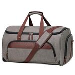 Garment Bags for Travel - Vessgra Canvas Garment Duffle Bag Suit Bag for Men, Carry On Garment Bag with Shoe Compartment, 2 in 1 Waterproof Hanging Suitcase Suit Travel Bag (Grey)