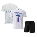 Ronald 7 Football Jersey Home Away Kit Boys (Kid's, Boy's & Men's) (13_14 Years, Off White)