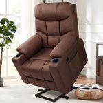 Esright Power Lift Recliner for Elderly, Electric Lift Chair with Heated Vibration Massage,Heavy Duty Electric Recliner with Side Pockets, USB Charge Port & Cup Holders, Brown