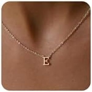 Lisitine Initial Necklace for Women, 14k Gold Plated Dainty Gold Letter Necklace, Personalized Initial Pendant Necklace Gold Choker Necklace for Women, Gold, Cubic Zirconia