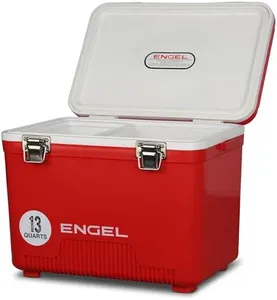 Engel UC13 13qt Leak-Proof, Air Tight, Drybox Cooler and Small Hard Shell Lunchbox for Men and Women in Red