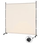 SIMFLAG 6FT Single Panel room divider with Wheels,Rolling Fabric room dividers for Partition privacy screens,Freesting Wall Divider for Home Office,Hospital,(Beige)