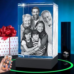 ArtPix 3D Premium Crystal Photo, Personalized Gifts for Women, Wife, Her, Him, Men, Husband, Grandma, Great Customized Gift With Your Own Photo, Custom Glass 3D Laser Etched Picture Wedding