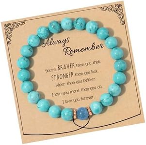 Nymerianoble Turquoise Jewelry for Women Natural Crystal Stone Healing Gifts Blue Turquoise Gemstone Beads Bracelet Handmade Stretch Bracelet Turquoise Jewelry Birthday Gifts for Women Girls