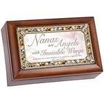 Nanas are Angels Jeweled Woodgrain Jewelry Music Box - Plays Tune Amazing Grace