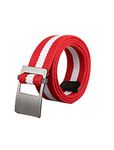 sourcing map Unisex Canvas Web Belt with Metal Slide Buckle Width 1 1/2 Inches Red - Flat Buckle (Striped) One Size