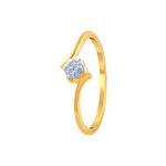 P.C. Chandra Jewellers Women's Metal Yellow-Gold 14k (585) Yellow Gold and American Diamond Ring