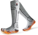 FREEHILL Merino Wool Heated Socks for Men Women, 5000mAh One-Click Control Rechargeable Cold Weather Heated Ski Socks (Gray, XL)