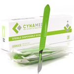 Cynamed # 22 Disposable Scalpel with Plastic Handle - Sterile Single Blade Razor for Dermaplaning, Dissection, Podiatry, Professional Grooming, Acne Removal - Surgical Stainless Steel Tool - Box of 10