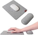 SenseAGE Mouse Mat and Wrist Support Set, Wrist Rest Mouse Pad with Non-Slip Base, Smooth and Durable Surface, Easy Sliding and Wrist Pain Relief, Compatible with Laser and Optical Mice, Smoke Gray