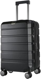 KROSER Hardside Expandable Carry On Luggage with Spinner Wheels & Built-in TSA Lock, Durable Suitcase Rolling Luggage with USB Port, Carry-On 20-Inch, Black