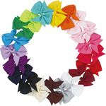 JOYOYO 20 Pcs Hair Clips for Girls Hair Bows for Gilrs Pinwheel Bows Grosgrain Ribbon Bows with Small Crocodile Clips, 3.5 Inch Medium Size Hair Bows for Toddlers, Girls