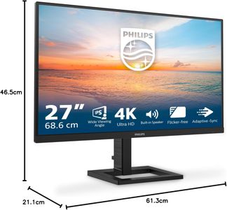 Philips 27" UHD Monitor – 4K Display, Black