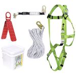 PeakWorks Compliance Series Roofer's Kit - Includes Class A Harness, SP Lanyard, Vertical Lifeline & Roof Bracket - CSA, ANSI, OSHA Compliant Fall Protection