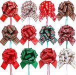 PintreeLand Christmas Pull Bows Large Gift Bows Ribbon 40mm 12PCS for Xmas Present Gift Wrapping, Christmas Decorations, Florist