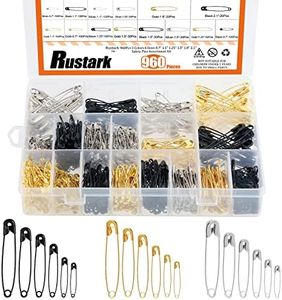Rustark 960Pcs Safety Pins Assorted 6 Sizes Variety Pack Large and Small Metal Safety Pin Gold Silver Black for Clothing Art Crafts Sewing Quilting Jewelry Making
