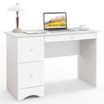 Tangkula White Desk with 3 Drawers,
