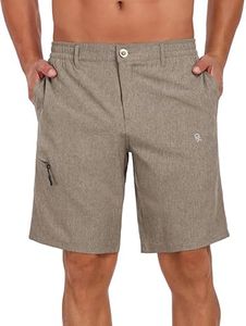 Little Donkey Andy Men's Quick Dry Stretch Shorts for Hiking Golf Travel, with Elastic Waist Greige XL