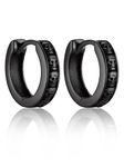 Bandmax Mens Womens 925 Sterling Silver Skull Huggie Hoop Earrings Black Plated Skeleton Hoop Earrings Sleeper Earrings Punk Gothic Biker Skull Jewelry for Men Women